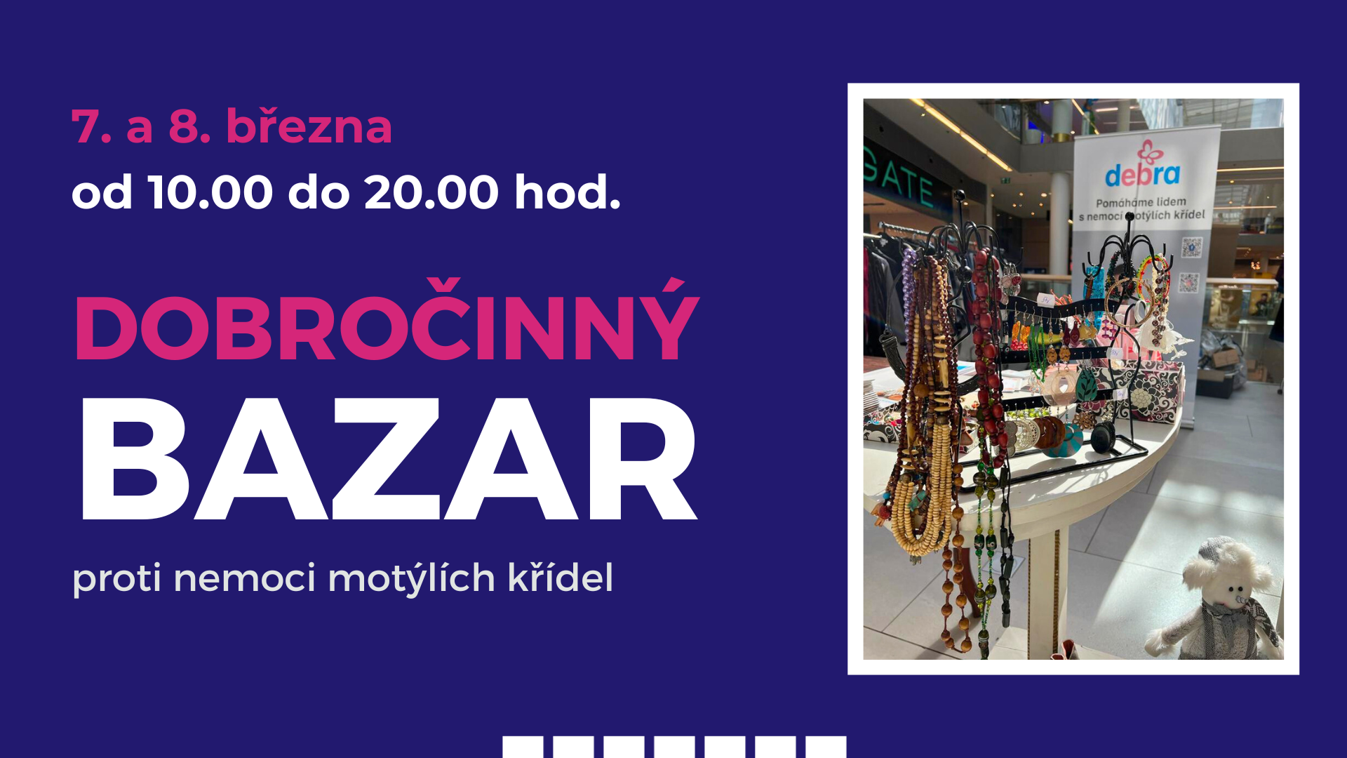 Dobročinný bazar na pomoc lidem trpícím nemocí motýlích křídel